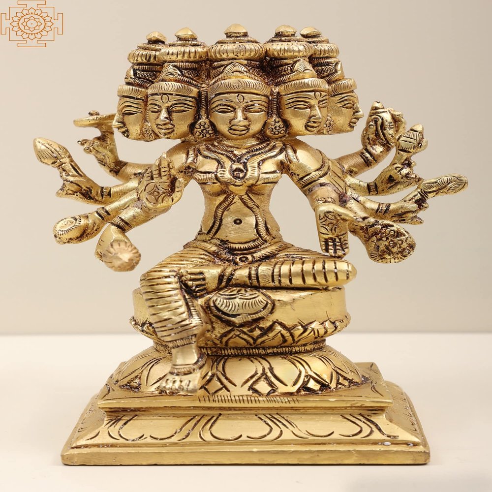 Exotic India 5" Brass Goddess Gayatri - Brass