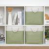Bidtakay Cubby Storage Bins Set of 3 Fabric Baskets for Shelves Closet Drawer Organizer Storage Cubes 13x13 Collapsible Organization Baskets for Nursery Toy Shelf (White&green) view 2