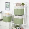 Bidtakay Cubby Storage Bins Set of 3 Fabric Baskets for Shelves Closet Drawer Organizer Storage Cubes 13x13 Collapsible Organization Baskets for Nursery Toy Shelf (White&green) view 3