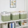 Bidtakay Cubby Storage Bins Set of 3 Fabric Baskets for Shelves Closet Drawer Organizer Storage Cubes 13x13 Collapsible Organization Baskets for Nursery Toy Shelf (White&green) view 4