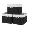Bidtakay Black Storage Baskets for Shelves [3-pack] Collapsible Organizer Baskets for Laundry Storage 15 X 11 X 9.5 Inches Dog Toy Bins Fabric Storage Bins for Bedroom Home Storage view 1