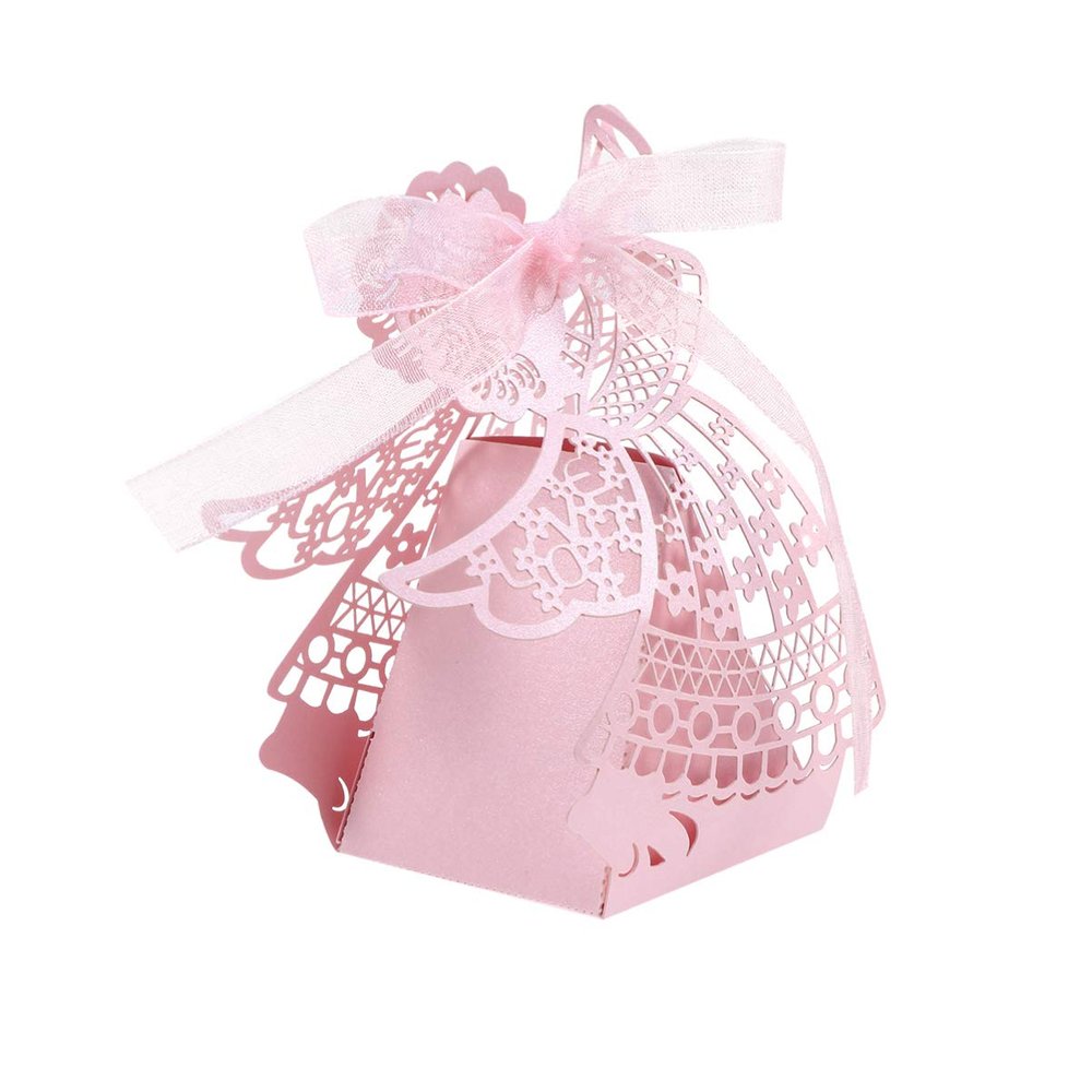 ARTIBETTER Pack of 50 Favor Boxes Cut Celebrating Girl Shape Candy Boxes Bridal Shower Birthday Party Graduation Ceremony Wedding Favor (Pink)
