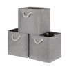 Bidtakay Grey Baskets Foldable Storage Cube Bins 13x13x13 Cube Storage Organizer Closet Set of 3 Fabric Storage Baskets for Home Office Large Baskets for Nursery Baby Toy Storage view 1