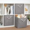Bidtakay Grey Baskets Foldable Storage Cube Bins 13x13x13 Cube Storage Organizer Closet Set of 3 Fabric Storage Baskets for Home Office Large Baskets for Nursery Baby Toy Storage view 4