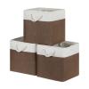 Bidtakay Collapsible Rustic Cube Storage - Brown Cloth Baskets with Handles, 13x13x13 Inch, Set of 3 Fabric Storage Bins view 1