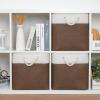 Bidtakay Collapsible Rustic Cube Storage - Brown Cloth Baskets with Handles, 13x13x13 Inch, Set of 3 Fabric Storage Bins view 2