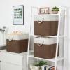 Bidtakay Collapsible Rustic Cube Storage - Brown Cloth Baskets with Handles, 13x13x13 Inch, Set of 3 Fabric Storage Bins view 3