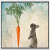wall26 Framed Canvas Print Wall Art Rabbit with Carrot on Abstract Blue Background Animals Wildlife Digital Art Realism Rustic Scenic Nature for Living Room, Bedroom, Office - 16"x24" White view 1