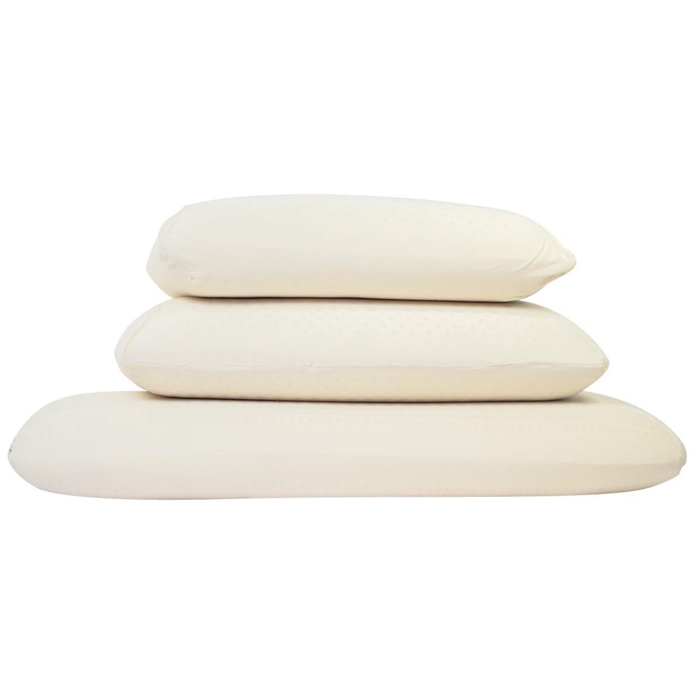 Turmerry Green Natural Bed Pillow - GOLS Certified Organic Rubber Foam Latex Pillows for Sleeping Side, Back, Stomach Sleepers Zippered Organic Cotton Cover - Size Queen - Mid Loft - Medium