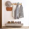 KooNiosio Solid Wood Wall Hanging Coat Rack, Entrance Hanger, Metal Wood Coat Hanger with 5 Black Aluminum Hooks for Scarf, Bag, Towel, Key, Umbrella, Hat, Oak (Black) view 2