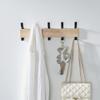 KooNiosio Solid Wood Wall Hanging Coat Rack, Entrance Hanger, Metal Wood Coat Hanger with 5 Black Aluminum Hooks for Scarf, Bag, Towel, Key, Umbrella, Hat, Oak (Black) view 4