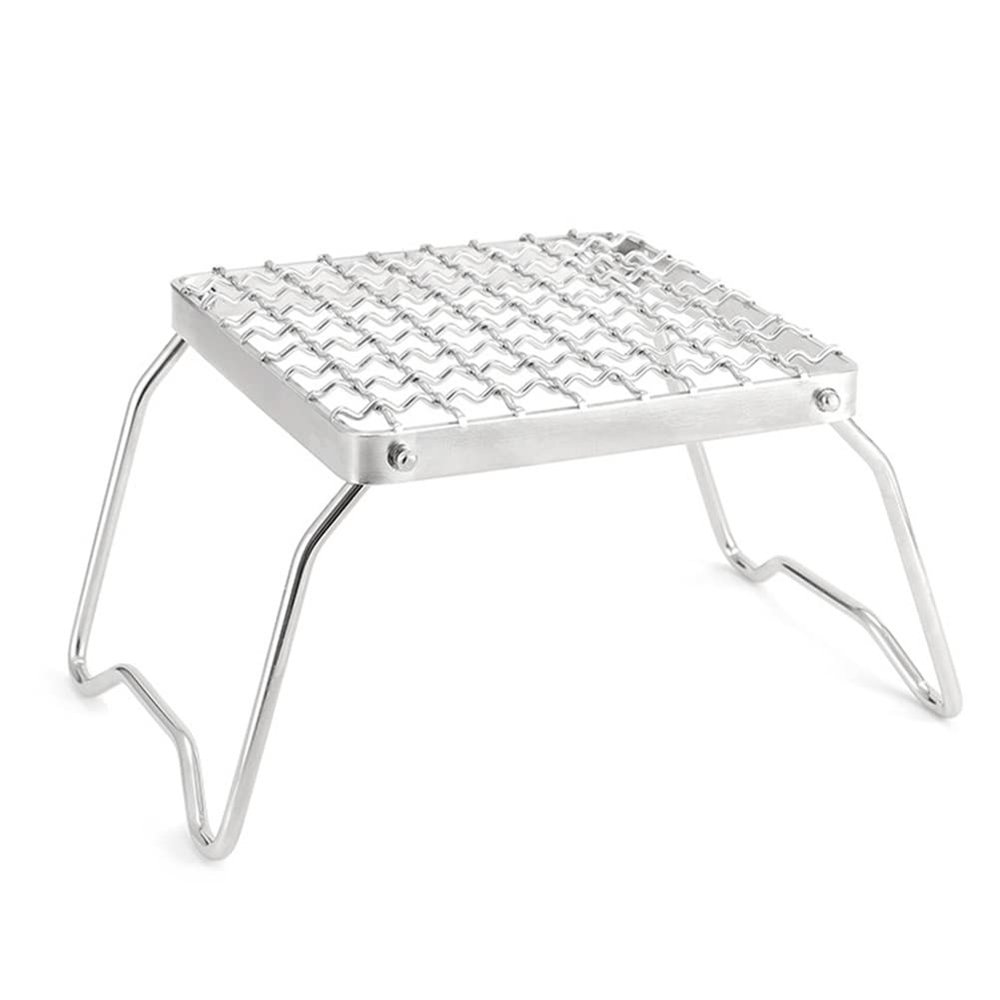 Grill Racks Folding Backpacking Camping Stove Oven BBQ Grill Rack Stand Rack Stainless Steel Folding Camping Barbecue