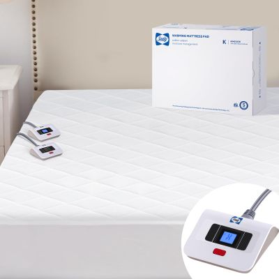 Sealy 3M Scotchgard Heated Mattress Pad | Quilted Cotton Electric Bed Warmer with 10 Heat Setting Dual Controller | 1-12 Hours Auto Shut Off | 17" Deep All Around Elastic Pocket, King