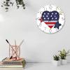 12 Inch Wood Hanging Wall Clock 4th of July Navy Blue Heart Wall Decor for Bathroom Farmhouse American Flag Wall Clocks Round Wooden Wall Clock Country for Conference Room Fitness Room view 3