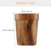 Cabilock Wood Grain Trash Can Multi-Functional Plastic Garbage Bin for Design Compact Height view 2