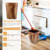 Cabilock Wood Grain Trash Can Multi-Functional Plastic Garbage Bin for Design Compact Height view 4