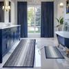 BSICPRO Bathroom Rugs and Mats Sets, 2 Piece Thick Absorbent Chenille Bath Mat Rug Set Non Slip, Soft Shaggy Bath Room Floor Mats for Bathroom, Machine Washable (Navy, 20" x 60" Plus 20" x 32") view 1