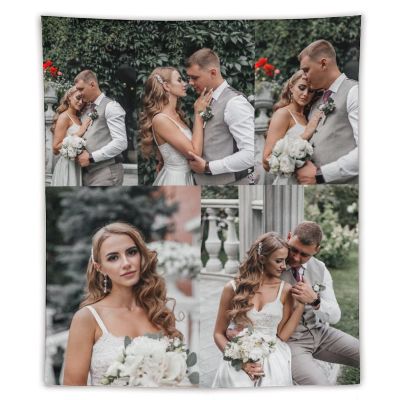 JCETUNO Custom Vintage Tapestry Wall Hanging Personalized Vertical Wall Art Decor Living Room Dorm Gifts Men Ladies Home Create Your Own Tapestry Custom Cloth Backgrounds 5 Photos Collage 50"x60"