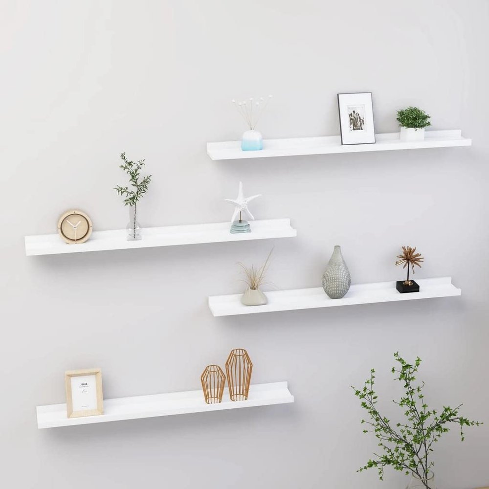 CHARMMA Wall Shelves 4 pcs White 31.5"x3.5"x1.2"
