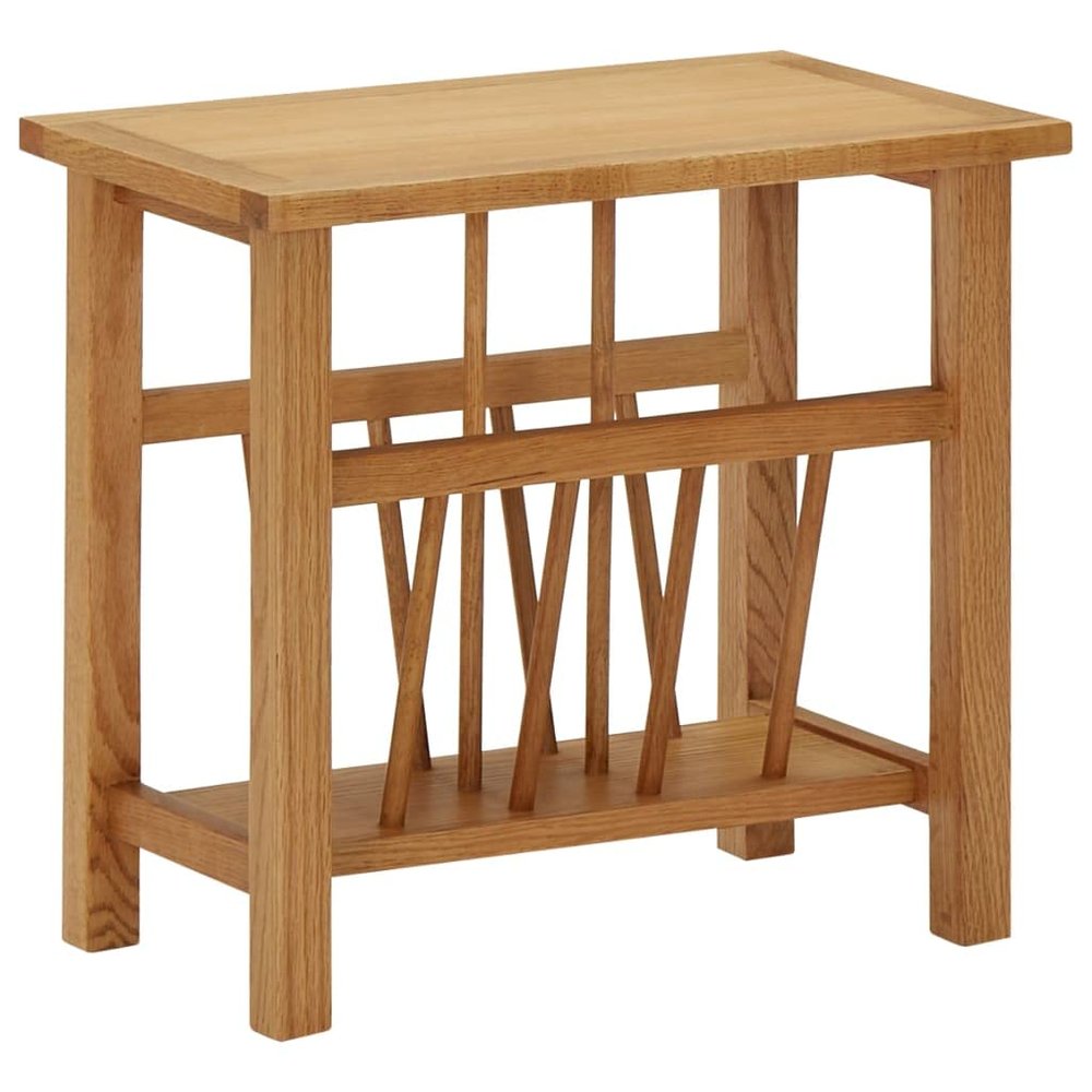 CHARMMA Magazine Table 17.7"x10.6"x16.5" Solid Oak Wood