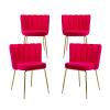 chairus Dining Chairs Set of 4, Comfy Living Room Chairs Modern Velvet Upholstered Accent Chair for Kitchen Vanity Bedroom with Curved Back & Gold Metal Legs, Rose view 1