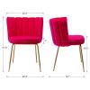 chairus Dining Chairs Set of 4, Comfy Living Room Chairs Modern Velvet Upholstered Accent Chair for Kitchen Vanity Bedroom with Curved Back & Gold Metal Legs, Rose view 3