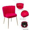 chairus Dining Chairs Set of 4, Comfy Living Room Chairs Modern Velvet Upholstered Accent Chair for Kitchen Vanity Bedroom with Curved Back & Gold Metal Legs, Rose view 4