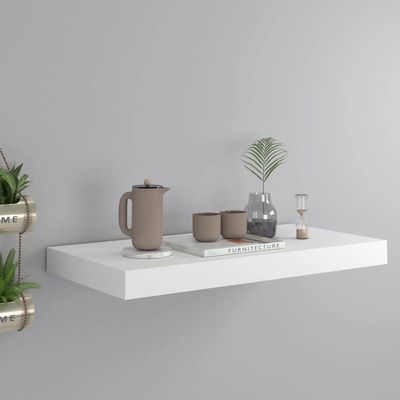 CHARMMA Wall Mounted Floating Shelves, Wide Display Ledges,Wall Mounted Display Shelf,Wall Book Shelves for Bedroom,Floating Wall Shelves,High Gloss White,19.7"x9.1"x1.5" MDF