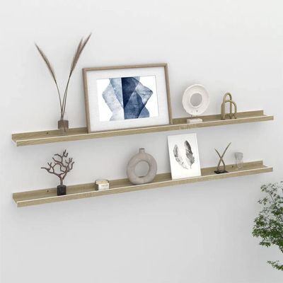 CHARMMA Wall Shelves 2 pcs White and Sonoma Oak 45.3"x3.5"x1.2"