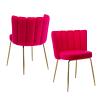 chairus Dining Chairs Set of 2, Comfy Living Room Chairs Modern Velvet Upholstered Accent Chair for Kitchen Vanity Bedroom with Curved Back & Gold Metal Legs, Rose view 1
