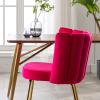 chairus Dining Chairs Set of 2, Comfy Living Room Chairs Modern Velvet Upholstered Accent Chair for Kitchen Vanity Bedroom with Curved Back & Gold Metal Legs, Rose view 2
