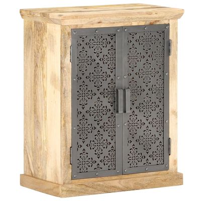 CHARMMA Sideboard with Steel Doors 23.6"x13.8"x29.5" Solid Mango Wood