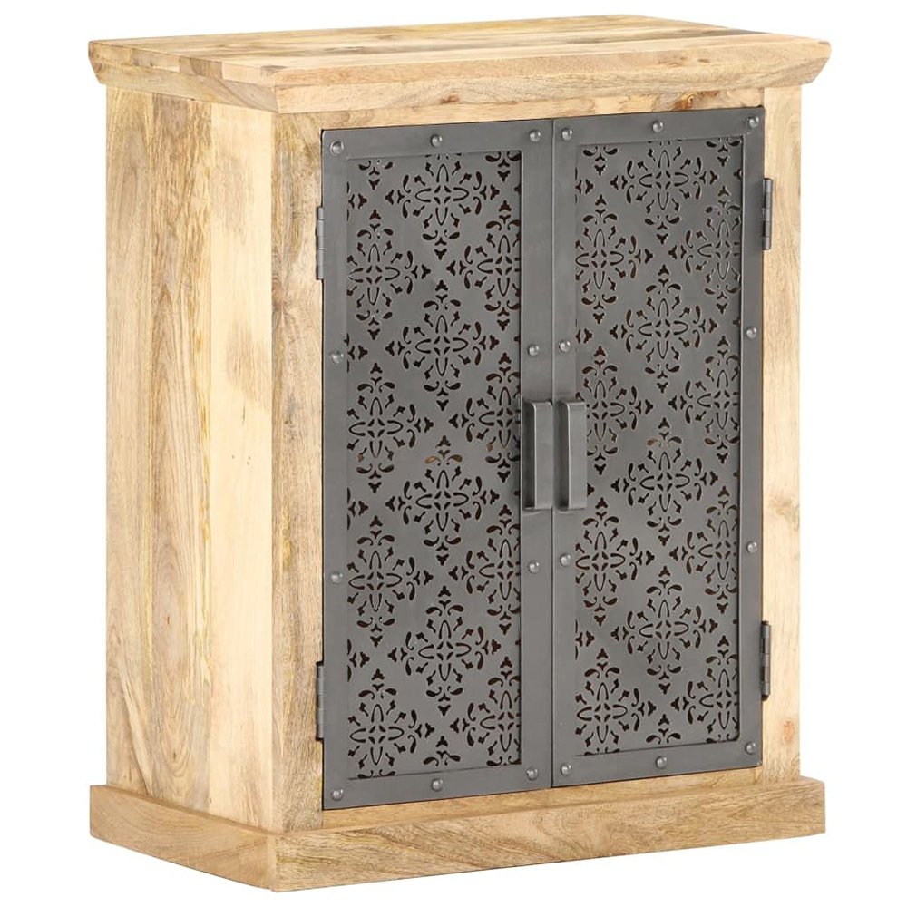 CHARMMA Sideboard with Steel Doors 23.6"x13.8"x29.5" Solid Mango Wood
