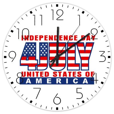 12 Inch Wood Wall Clock 4th of July Independence Day Home Decor for Cafe Shop Custom American Flag Wall Clocks Double-Sided Round Wooden Wall Clock Rustic for Auto Shop Nursery