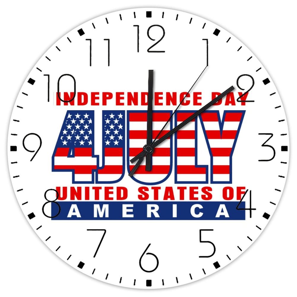 12 Inch Wood Wall Clock 4th of July Independence Day Home Decor for Cafe Shop Custom American Flag Wall Clocks Double-Sided Round Wooden Wall Clock Rustic for Auto Shop Nursery
