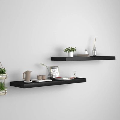 CHARMMA Floating Wall Shelves 2 pcs Black 31.5"x9.3"x1.5" MDF