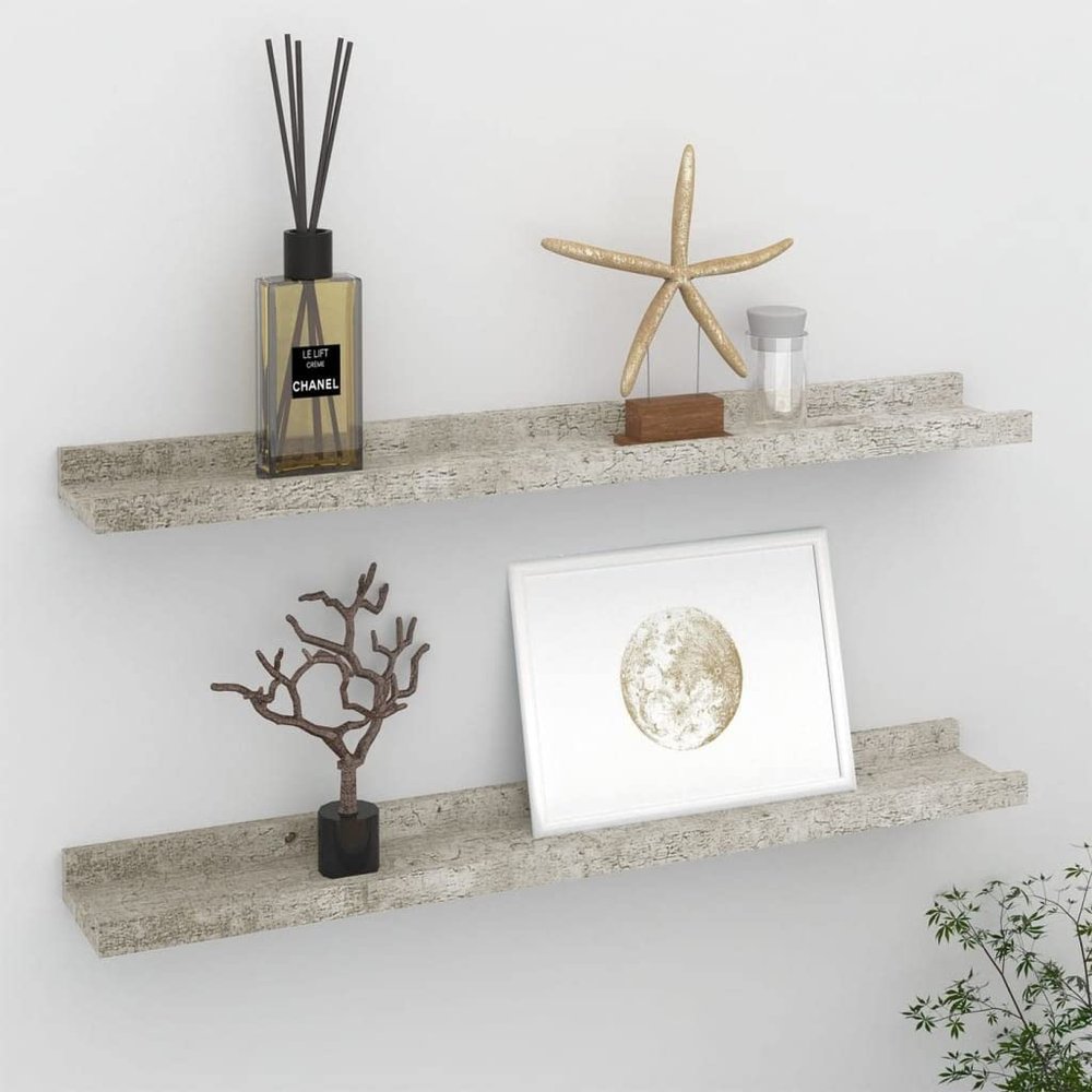 CHARMMA Wall Shelves 2 pcs Concrete Gray 23.6"x3.5"x1.2"