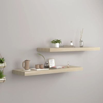 CHARMMA Floating Wall Shelves 2 pcs Oak 31.5"x9.3"x1.5" MDF
