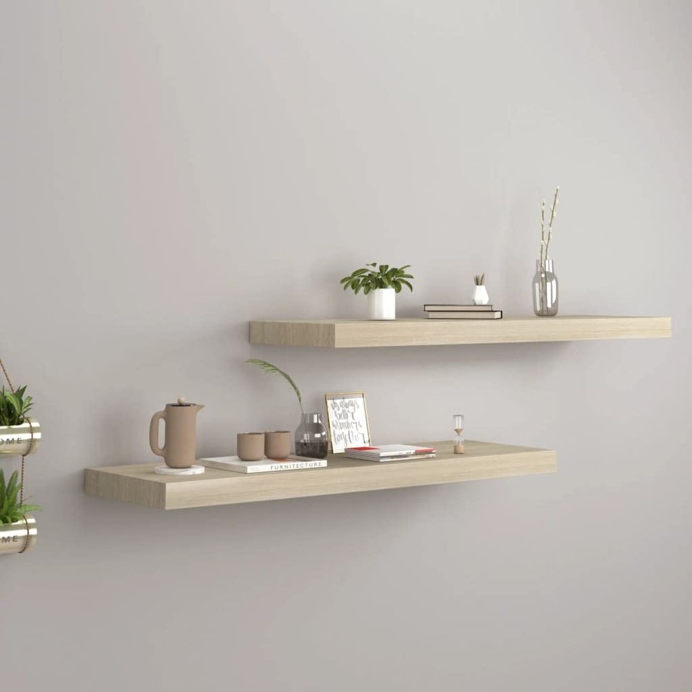 CHARMMA Floating Wall Shelves 2 pcs Oak 31.5"x9.3"x1.5" MDF