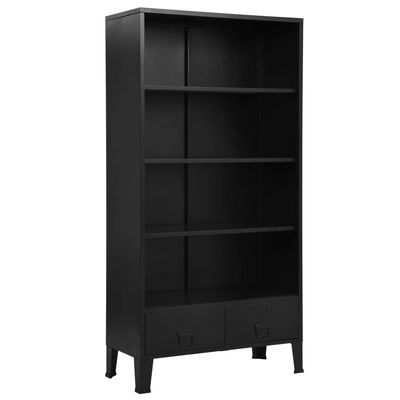 CHARMMA Bookshelf Industrial Black 35.4"x15.7"x70.9" Steel