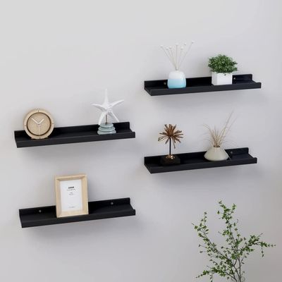 CHARMMA Wall Shelves 4 pcs Black 15.7"x3.5"x1.2"