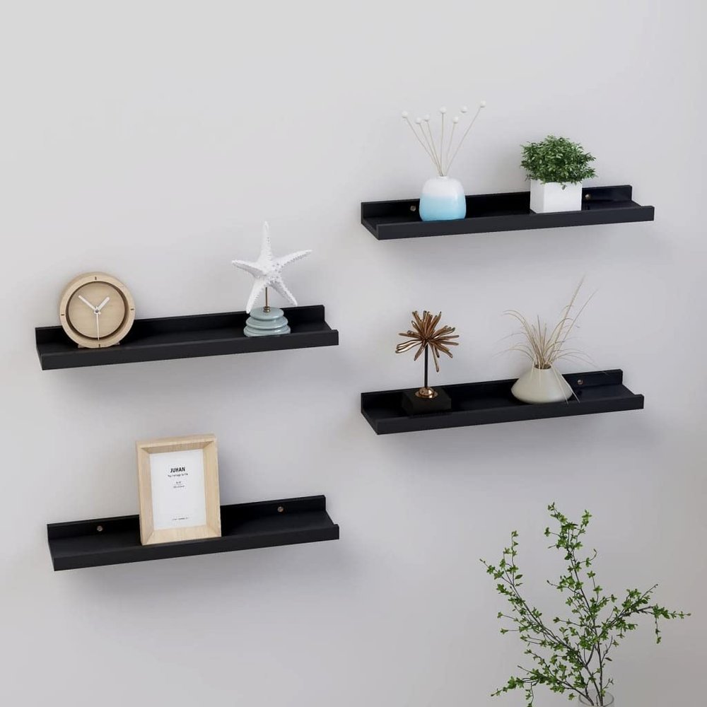 CHARMMA Wall Shelves 4 pcs Black 15.7"x3.5"x1.2"