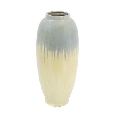 A&B Home Blue and Cream Flower Vase - Large Reactive Glaze Ceramic Vase, Tabletop Home Dcor for Floral Arrangements, Bedroom Living Room Coffee Table Accent Piece Office Floor Vase, 7" x 7" x 16"