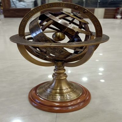 Engraved Brass Tabletop Armillary Nautical Sphere World Globe With Base Table Decor Gift (Antique Brass, 8 Inches) Rustic Vintage Home Decor Gifts