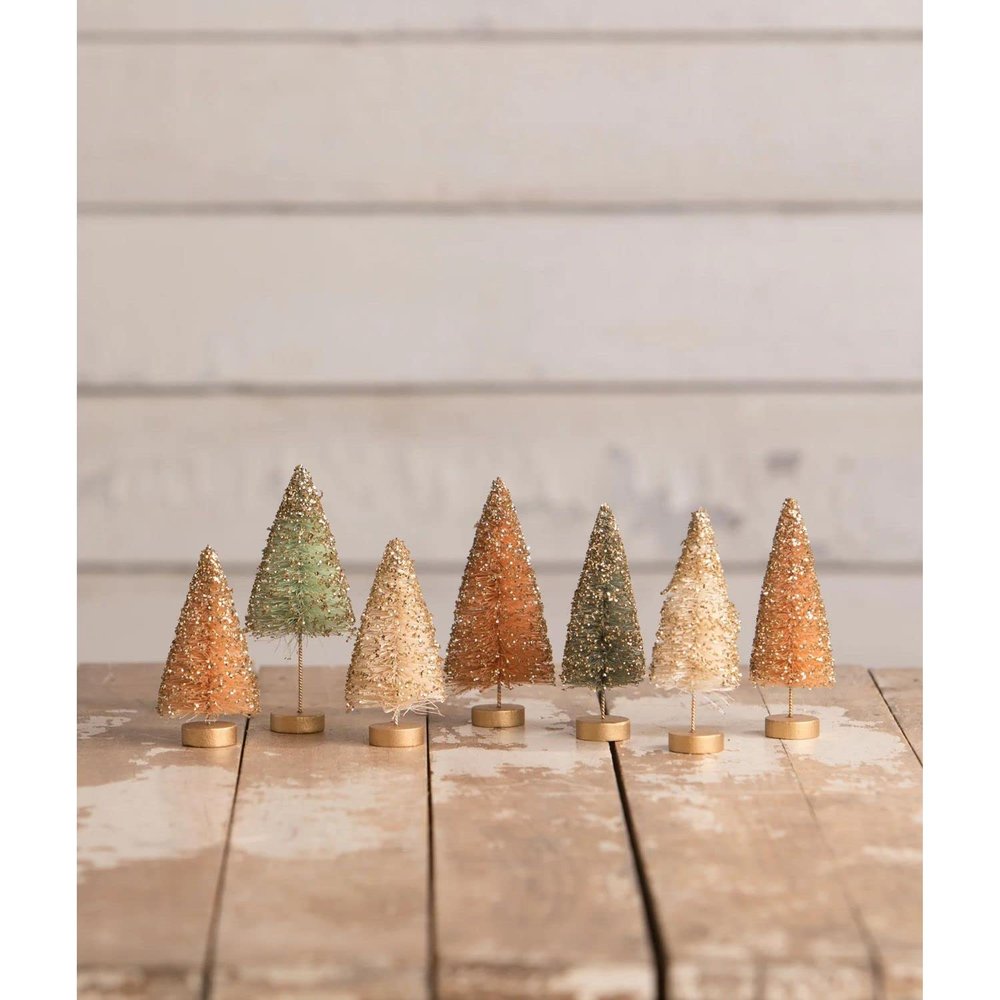 Bethany Lowe Fall in Love Mini Bottle Brush Trees in Box, Set of 7 LC1647