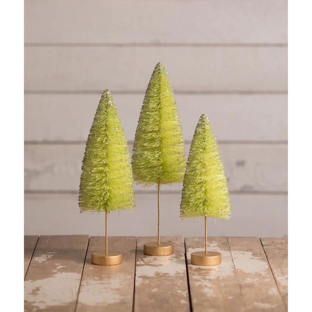 Bethany Lowe Lime Green Halloween Trees, Set of 3