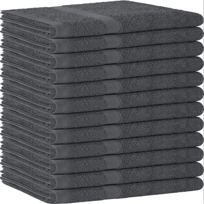 Utopia Towels, Salon Towel, Pack of 12, Not Bleach Proof, 16 by 27 Inches, Highly Absorbent Cotton Towels for Hand, Gym, Beauty, Spa, and Home Hair Care, Grey