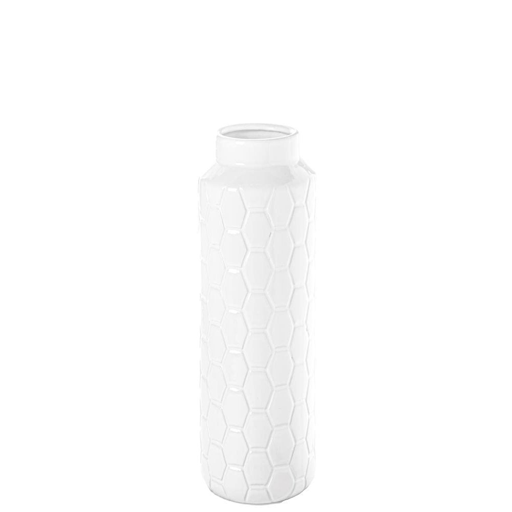Ceramic Decorative Brown vase, decor center piece for home decor features octagon pattern design vase for living room, table, office decor: 6.50"x6.50"x13.25"H