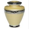 Adult Cremation Urn for Human Ashes - Brass Cremation Urn with Silver Tone Bands and Yellow Enamel Overlay - Brass Urn, Adult, Yellow - 200 cu. in. view 1