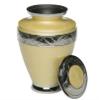 Adult Cremation Urn for Human Ashes - Brass Cremation Urn with Silver Tone Bands and Yellow Enamel Overlay - Brass Urn, Adult, Yellow - 200 cu. in. view 2